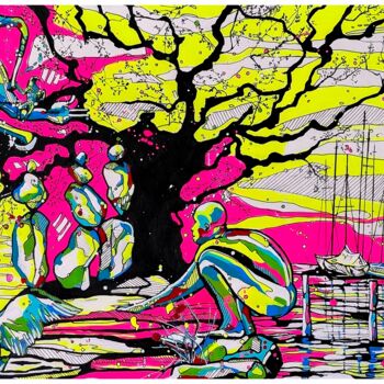 Drawing titled "WORTLOS VERBUNDEN" by Ute Kleist, Original Artwork, Acrylic