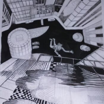 Desenho intitulada "Beautiful city" por Tatiana Bykova, Obras de arte originais, Tinta