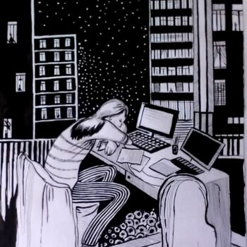 图画 标题为“"Starry Night"” 由Tatiana Bykova, 原创艺术品, 墨