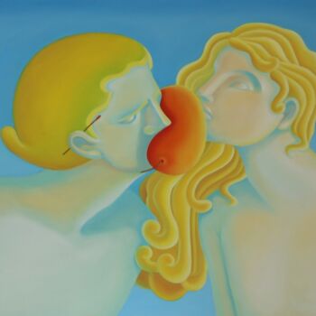 Pittura intitolato "NEW BORN" da J Wang, Opera d'arte originale, Olio