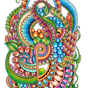 Drawing titled "Magic zenart flower…" by Viktoriya Crichton, Original Artwork, Pencil