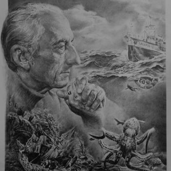 图画 标题为“Jacques-Yves Couste…” 由Dmitry Selivanov, 原创艺术品, 铅笔