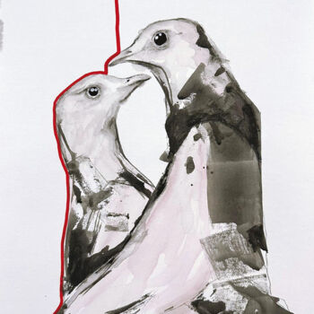 Painting titled "Les colombes sont u…" by Lara Zhuravska, Original Artwork, Acrylic