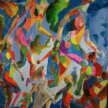 Painting titled "Exode Éthéré" by Audran, Original Artwork, Pigments