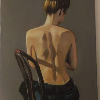 Painting titled "Jeune femme dos nu…" by Patrick Foi, Original Artwork, Acrylic Mounted on Wood Stretcher frame