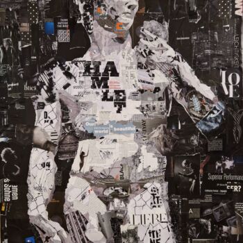 Collages intitulée "David" par Werner Huterer (Schnipsy), Œuvre d'art originale, Collages Monté sur Châssis en bois