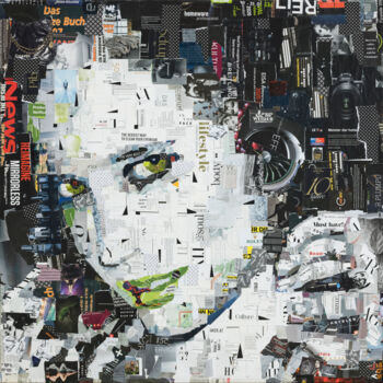 Collages intitulée "Just Green" par Werner Huterer (Schnipsy), Œuvre d'art originale, Collages Monté sur Châssis en bois