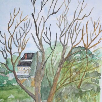 Peinture intitulée "Balade à la campagne" par Martine Gaurand, Œuvre d'art originale, Aquarelle