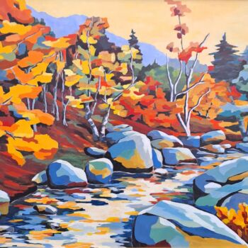 Peinture intitulée "Le Tarn, Mont Lozèr…" par Régine Méric-Augier, Œuvre d'art originale, Acrylique Monté sur Châssis en bois