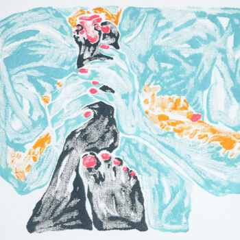 제목이 "Turquase man with y…"인 판화 Lola Marinn로, 원작, 기름