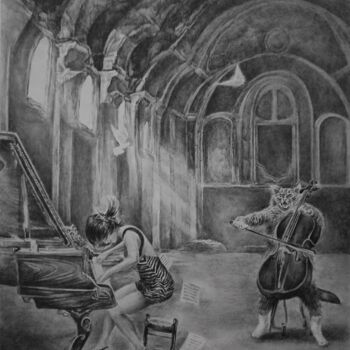 图画 标题为“Afternoon concert” 由Dmitry Selivanov, 原创艺术品, 铅笔