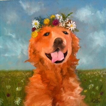 Painting titled "Sweet beauty /  Dou…" by Julia Bocharova, Original Artwork, Oil Mounted on Wood Stretcher frame