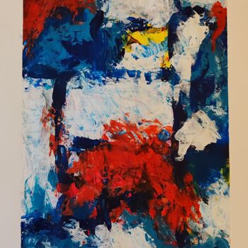 Painting titled "Abstract in blue E" by Michel Des Mazots, Original Artwork, Acrylic