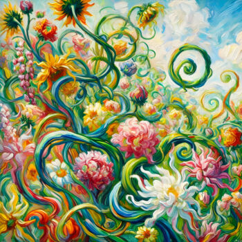 「Spirals of Bloom: A…」というタイトルのデジタルアーツ Alberto Capitaniによって, オリジナルのアートワーク, AI生成画像