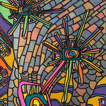 Zeichnungen mit dem Titel "Pink legs" von Christophe Verger-Lecocq, Original-Kunstwerk, Marker