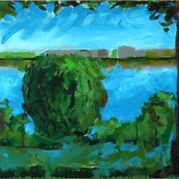 Malerei mit dem Titel "Elbe bei Teufelsbrü…" von Detlef Lemme (Farbenkugel), Original-Kunstwerk, Acryl