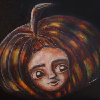 绘画 标题为“Baby pumpkin, serie…” 由An Viaznikova, 原创艺术品, 丙烯 安装在木质担架架上