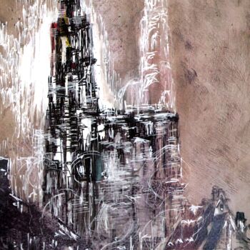 图画 标题为“Cathédrale” 由Dominique Leblanc, 原创艺术品, 墨