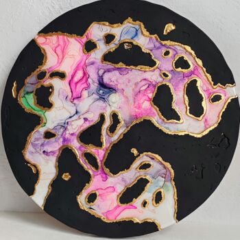 Painting titled "Ripple" by Loremar, Original Artwork, Ink Mounted on Wood Stretcher frame