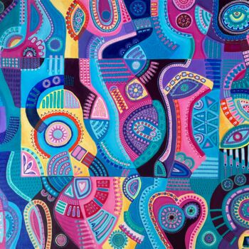 Painting titled "Fancy Dress Party" by Samantha Malone, Original Artwork, Acrylic Mounted on Wood Stretcher frame