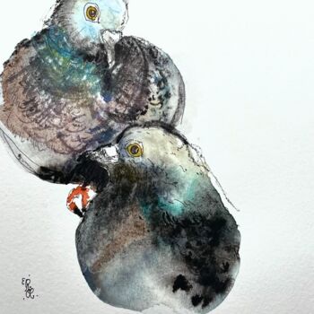 Malerei mit dem Titel "Shpuntichka and Goo…" von Elodie M. Richard, Original-Kunstwerk, Aquarell