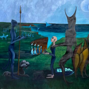 Pintura intitulada "Valley of the Gods" por Olha Chumak, Obras de arte originais, Óleo Montado em Armação em madeira