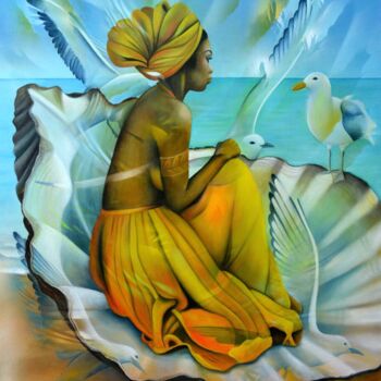 Peinture intitulée "Perle des îles" par Jeannette Guichard-Bunel, Œuvre d'art originale, Huile Monté sur Châssis en bois