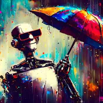 Цифровое искусство под названием "Cheerful Robot" - Andrew (Chalfont Art Studio), Подлинное произведение искусства, Изображе…