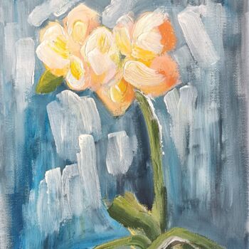 Peinture intitulée "Still Life-orchid" par Sanzhi Chieh, Œuvre d'art originale, Huile