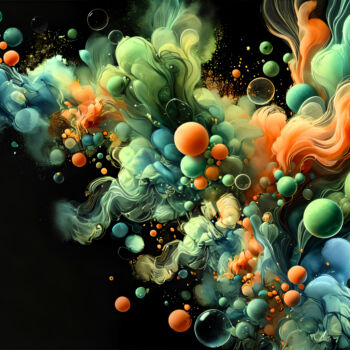 Digitale Kunst getiteld "Explosive Emergence…" door Alberto Capitani, Origineel Kunstwerk, AI gegenereerde afbeelding