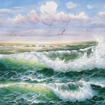 Pittura intitolato "Waves" da Angela Sardi, Opera d'arte originale, Olio
