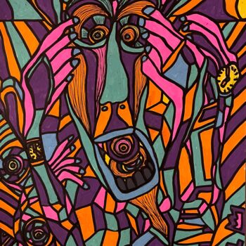 Dessin intitulée "Lost in oneself" par Christophe Verger-Lecocq, Œuvre d'art originale, Marqueur