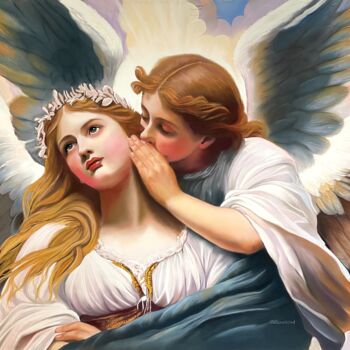 Painting titled "Le secret de l'ange" by Brigitte Bouron, Original Artwork, Pastel