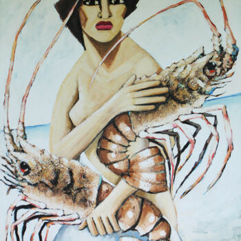 Mujer con langostas  -  Woman with lobsters
