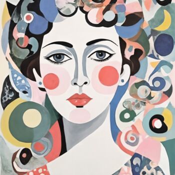 Painting titled "The Lady of Polka D…" by Asel, Original Artwork, Acrylic Mounted on Wood Stretcher frame