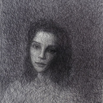 Tekening getiteld "Anuti-1" door Atom Hovhanesyan, Origineel Kunstwerk, Balpen Gemonteerd op Glas