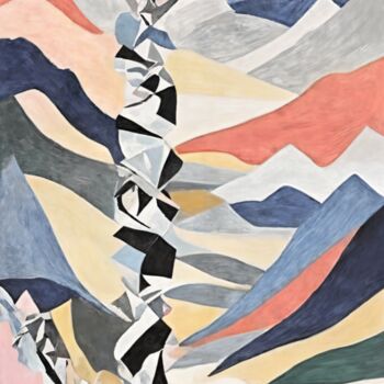 Ζωγραφική με τίτλο "Ascend Beyond Peaks" από Asel, Αυθεντικά έργα τέχνης, Ακρυλικό Τοποθετήθηκε στο Ξύλινο φορείο σκελετό