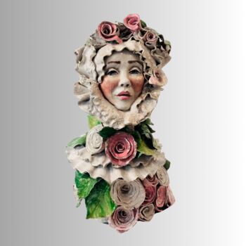 Scultura intitolato "Rose" da Dorienne Carmel, Opera d'arte originale, Ceramica