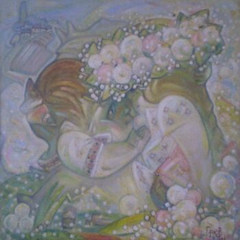 Schilderij getiteld "Первая любовь." door Valerij Gren Ko, Origineel Kunstwerk, Olie