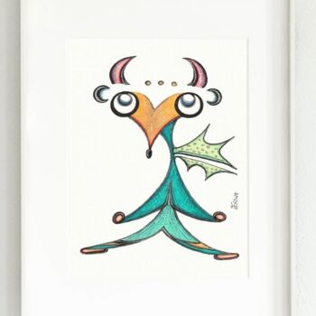 Zeichnungen mit dem Titel "Luno. Fantastic cre…" von Ewa Dura, Original-Kunstwerk, Marker