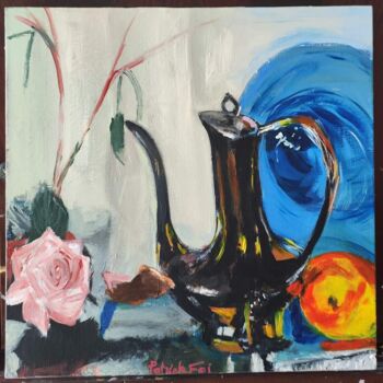 Painting titled "Nature morte théièr…" by Patrick Foi, Original Artwork, Acrylic Mounted on Wood Stretcher frame