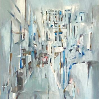 Painting titled "Rue Royale" by Dari Jullien Ing, Original Artwork, Oil Mounted on Wood Stretcher frame