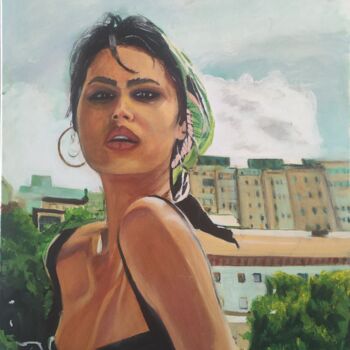 Painting titled "Italian girl" by Patrick Foi, Original Artwork, Acrylic Mounted on Wood Stretcher frame