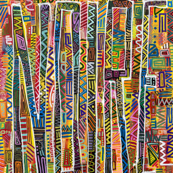 Painting titled "NOIRE #1" by Denis Vincent, Original Artwork, Acrylic Mounted on Cardboard