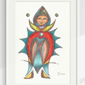 Zeichnungen mit dem Titel "Voyager" von Ewa Dura, Original-Kunstwerk, Gel Stift