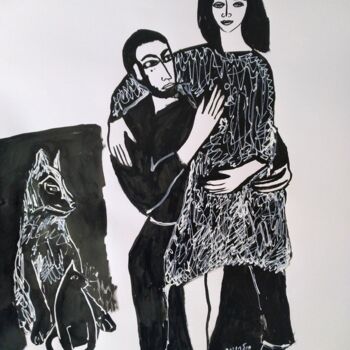 Drawing titled "Couple" by Janna Shulrufer, Original Artwork, Ink