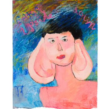 绘画 标题为“Upside down ears” 由Qin Han, 原创艺术品, 油 安装在木质担架架上
