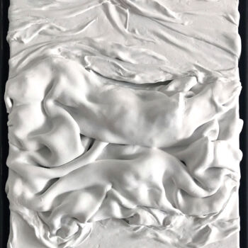 Sculptuur getiteld "White waves." door Viacheslav Zaykin, Origineel Kunstwerk, Klei Gemonteerd op Andere stijve panelen