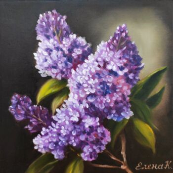 제목이 "Lilac Branch"인 미술작품 Elena Kozyutenko로, 원작, 기름 나무 들것 프레임에 장착됨