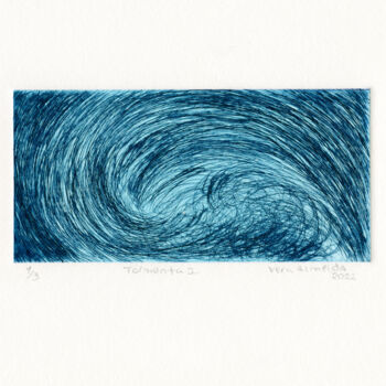 印花与版画 标题为“Storm 1, big wave” 由Vera Almeida, 原创艺术品, 雕刻